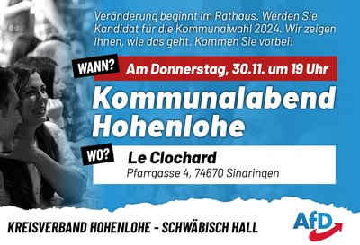 Event-Flyer Kommunalabend Hohnelohe